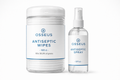 Osseus Antiseptic Wipes canister and 8oz antiseptic spray bottle in clean white packaging