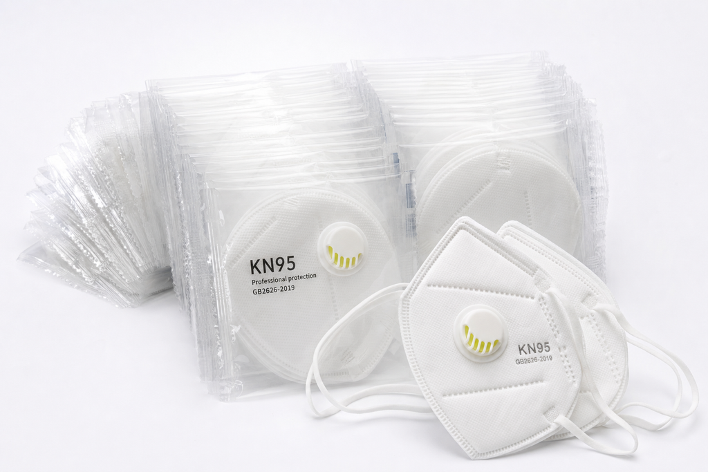 Osseus KN95 respirator masks 25-count box with individually wrapped masks in white packaging