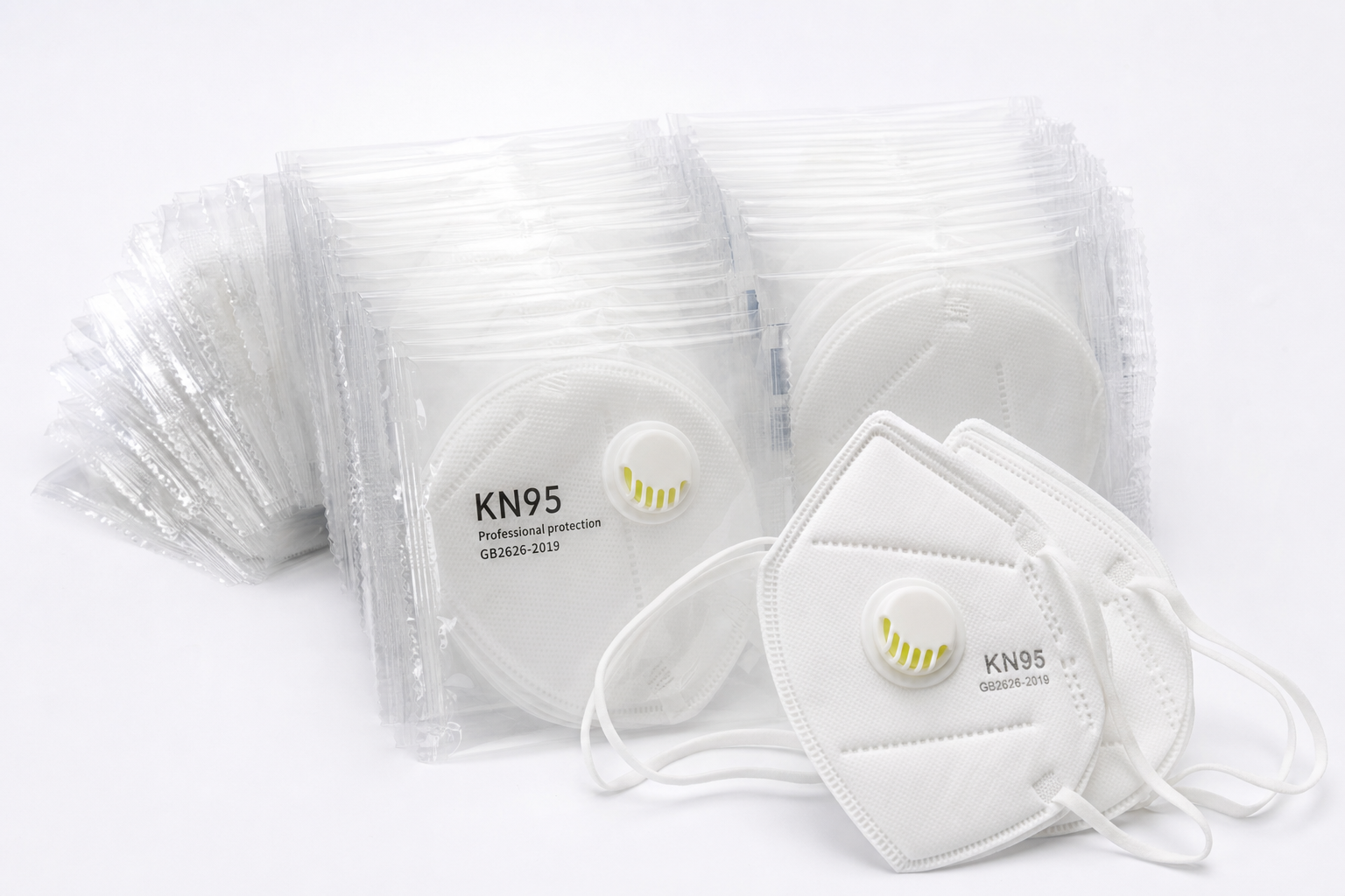 Osseus KN95 respirator masks 25-count box with individually wrapped masks in white packaging