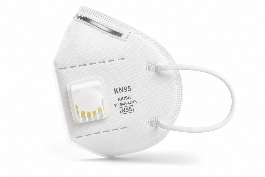 Traveler wearing a comfortably fitted Osseus KN95 respirator in an airport setting