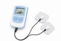 Osseus single-channel pocket TENS unit on white background with electrode pads and lead wire