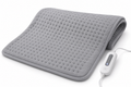Extra-large Osseus electric heating pad in soft gray plush fabric with handheld 6-setting controller